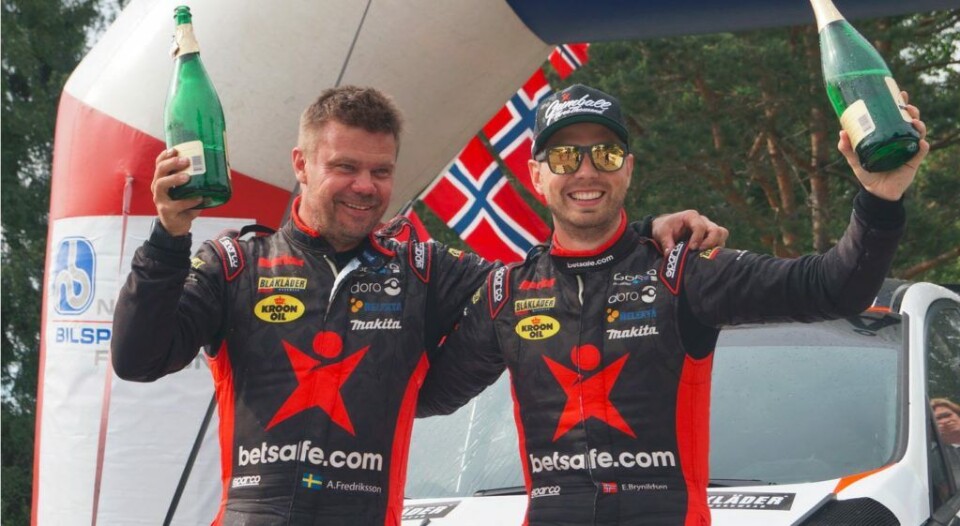 Eyvind Brynildsen og Anders Fredriksson, her fra Aurskog-Høland Rally tidligere i år. (Arkivfoto)