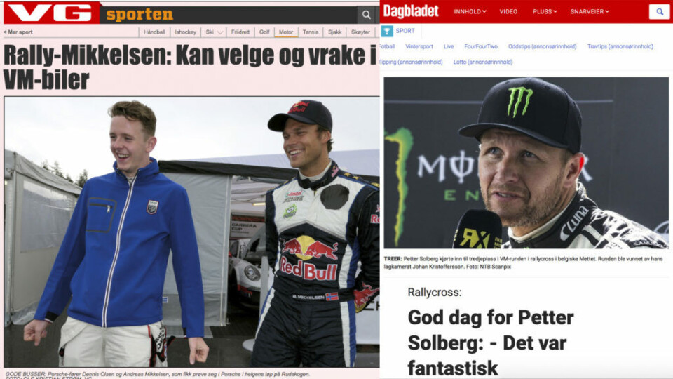 (Skjermdump: VG/Dagbladet)