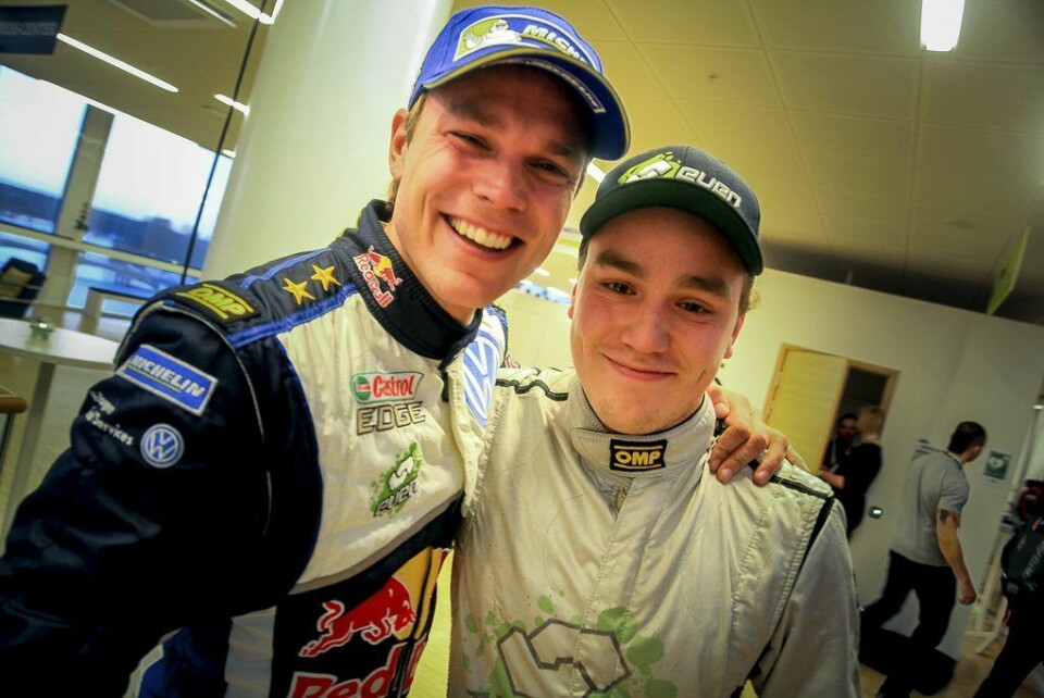 Andreas Mikkelsen og Ole Christian Veiby, her fra Rally Sweden 2015. (Foto: Simen Næss Hagen)