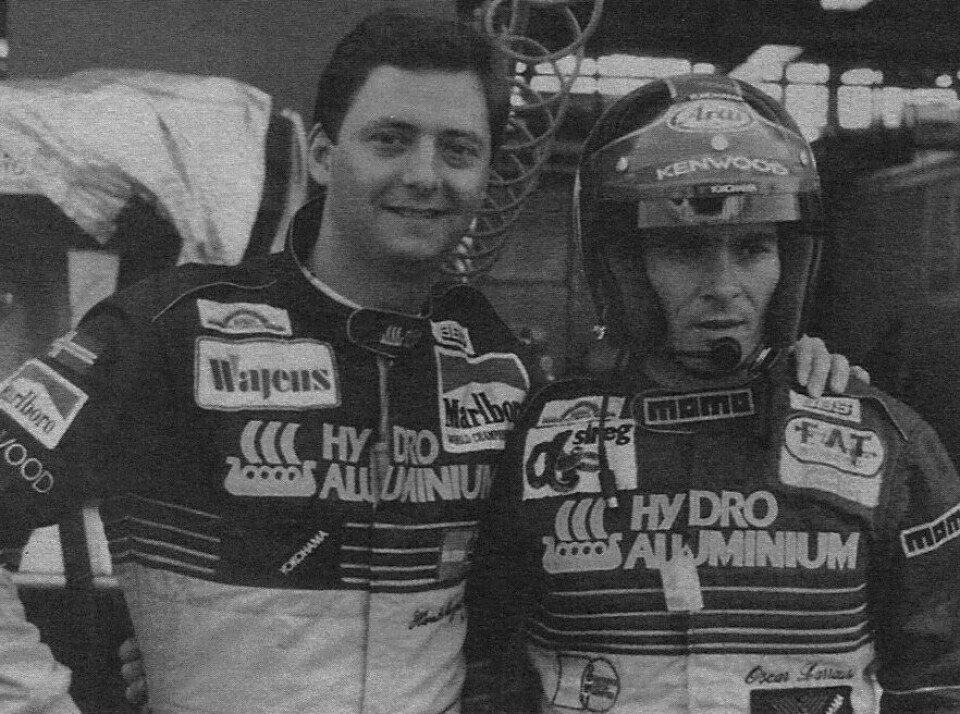 Harald Huysman og sin argentinske lagkamerat Oscar Larruari, som også kjørte Formel 1 på denne tiden. (Foto: Brun Motorsport/Hydro Aluminium)