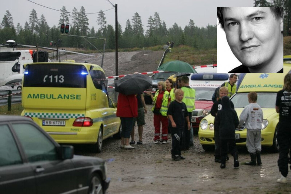 Journalist Terje Sundby (innfelt) skulle dekke det sportslige rundt NM-runden på Finnskogbanen for 10 år siden, men havnet selv midt i dramaet som preget overskriftene flere dager etterpå. (Foto: Terje Sundby/Jens Haugen/Glåmdalen)