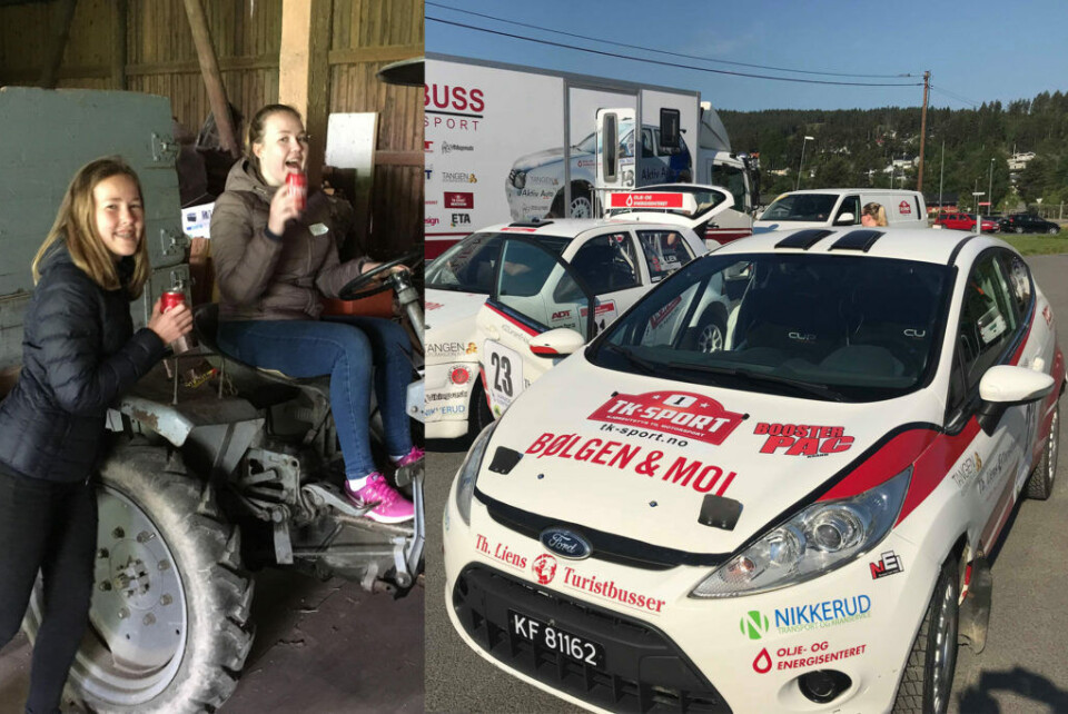 Hedda og Thea Turvoll Lien bytter ut gråtass med Ford Fiesta R1 på Revetal. (Foto: Privat)