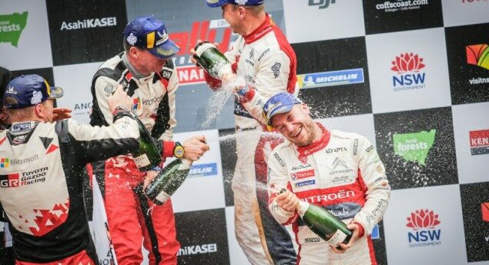 Mads Østberg og Torstein Eriksen har både WRC 2-gull sammen, men ikke minst to pallplasser totalt i VM-runder. Her fra deres siste sammen under Rally Australia i 2018 - som også var Østbergs siste VM-løp på toppnivå.