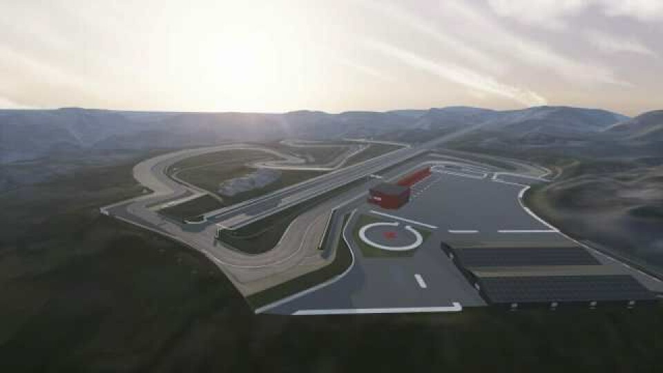 Oversiktsgrafikk over KNA Raceway i Sokndal på sørvestlandet. (Skisse: KNA Raceway)