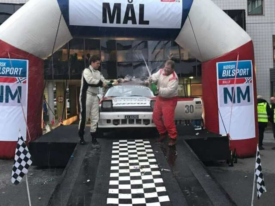 Erik Engen med seier i historisk klasse med sin Toyota Celica ST165 under Rally Hedemarken i 2017. (Foto: Privat)