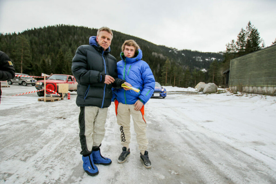 Trond Lyseng med sønnen Jacob, her fra Numedalsrally for to år siden. (Foto: Simen Næss Hagen)
