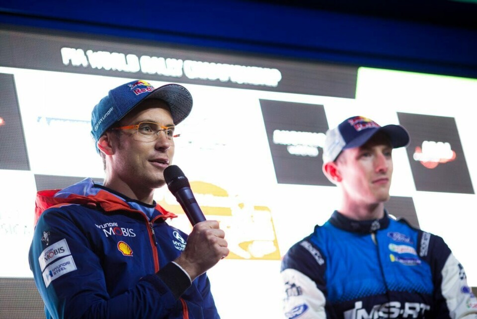 Thierry Neuville og Elfyn Evans. (Foto: Hyundai Motorsport GmbH)