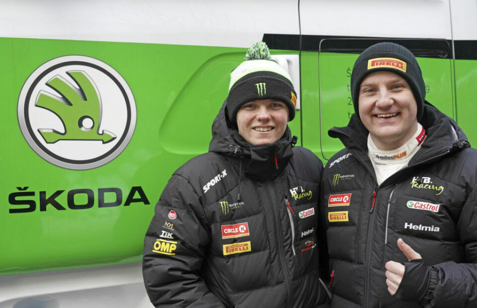 Oliver Solberg og kartleser Aaron Johnston er klare for flere WRC 3-løp sammen med Skoda i år. (Foto: Skoda Auto)