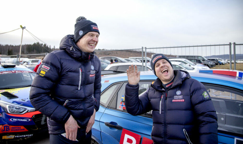 Det har aldri vært kjedelig inne i rallybilen til Johan Kristoffersson og Stig Rune Skjærmoen, for eksempel her fra Rally Sweden tilbake i 2019.