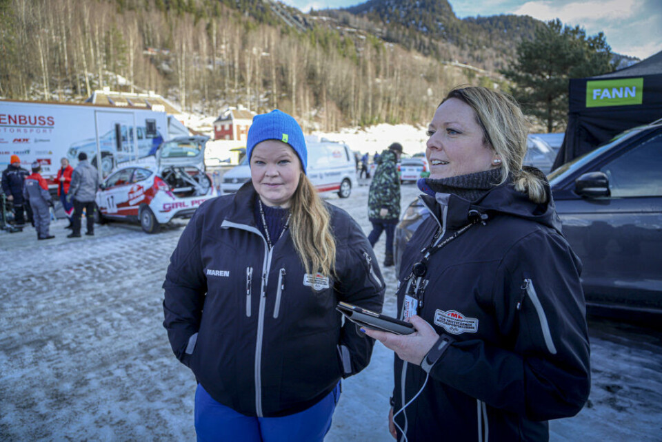 Maren Moseby og Marie Hofsløkken, her fra Numedalsrally tidligere i år. (Foto: Simen Næss Hagen / Parc Fermé)