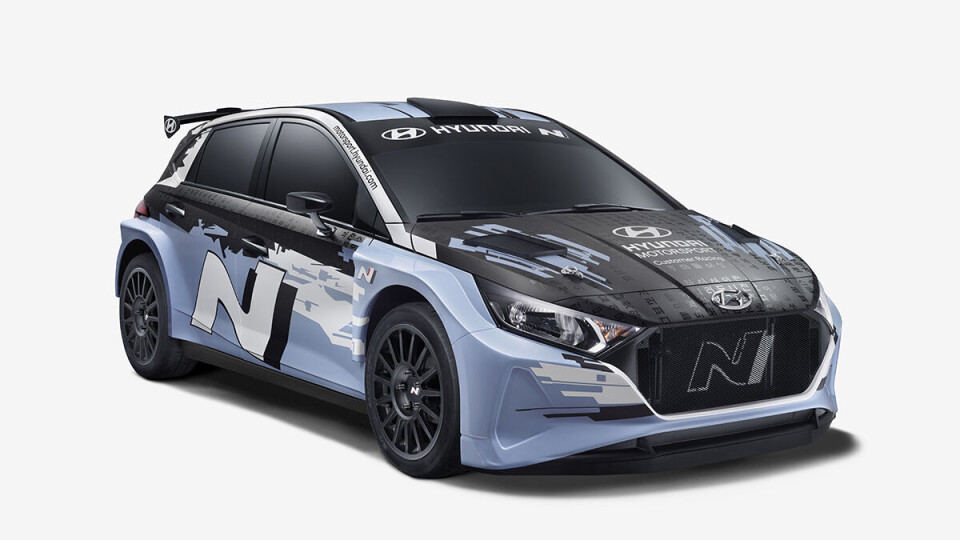 Hyundai er en av flere fabrikanter som har utvidet kundesatsingen på rallyfronten. Deres neste generasjons i20 følger også begrepene som brukes i den nye rallypyramiden. Senere år skal denne utgaven, i20 Rally2, ut på markedet. (Foto: Hyundai Motorsport GmbH)