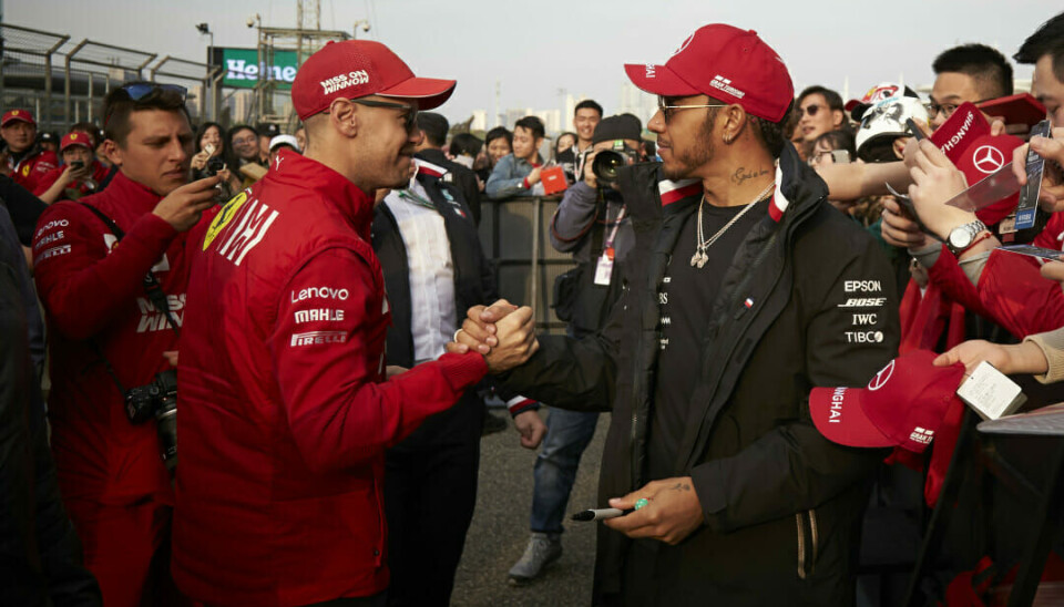 Sebastian Vettel og Lewis Hamilton. (Foto: Steve Etherington)