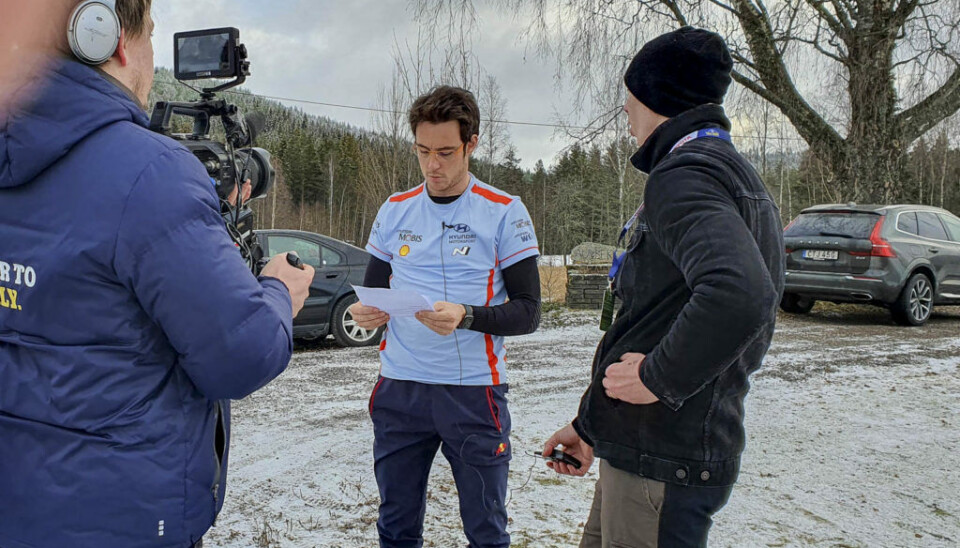 Thierry Neuville, her fra målgang på Hof-Finnskog-etappen under onsdagens gjennomkjøring. (Foto: Anders Hagen / Parc Fermé)