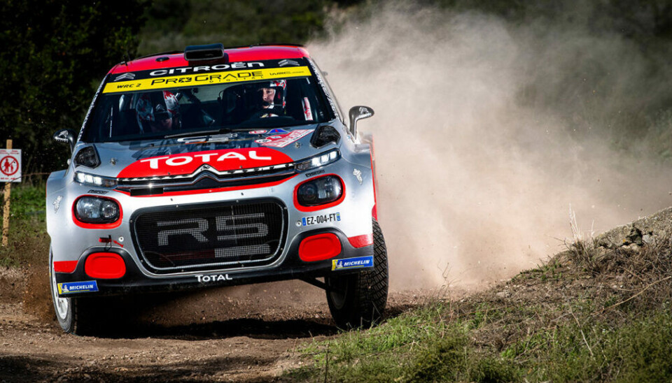 Mads Østberg og kartleser Torstein Eriksen har vært raskest i R5 på tre av de fire første etappene lørdag. (Foto: Jaanus Ree / Red Bull Content Pool)