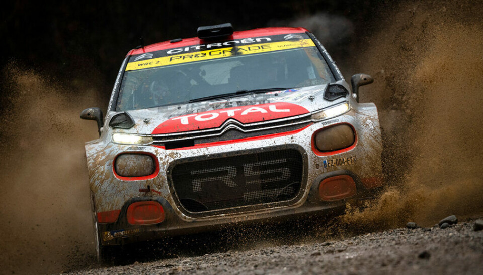 Mads Østberg og Torstein Eriksen under ufyselige forhold i Rally Monza. (Foto: Jaanus Ree/Red Bull Content Pool)