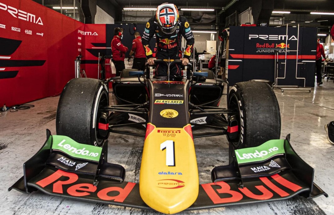 Dennis Hauger under Formel 2-testen i Barcelona denne uka. Dennis Hauger under Formel 2-testen i Barcelona denne uka.