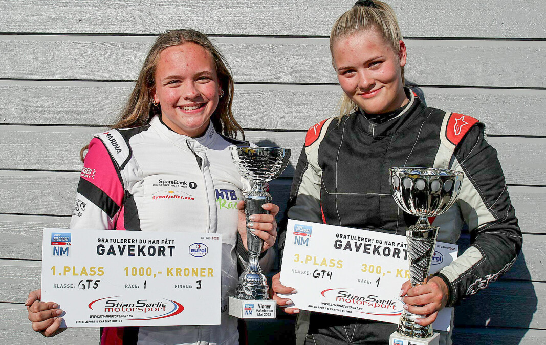 Isabell Rustad og Andrine Rafoss tok sine første seiere i Racing-NM i henholdsvis GT5- og GT4-klassen.