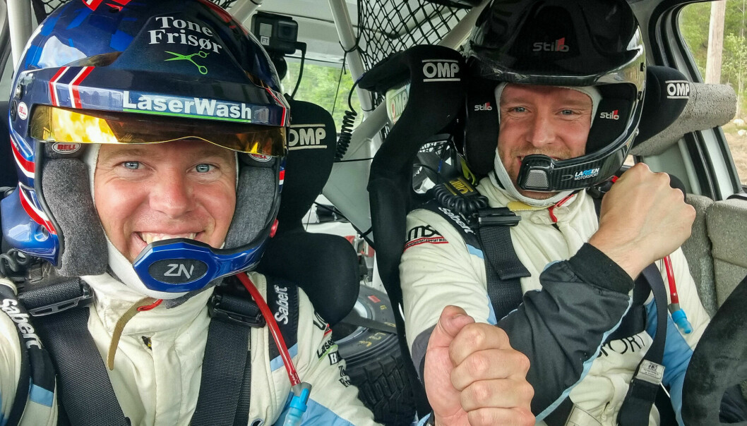Frank Tore Larsen (høyre) og Torstein Eriksen fortsetter å sanke seiere, og leverte et imponerende Aurskog-Høland Rally.