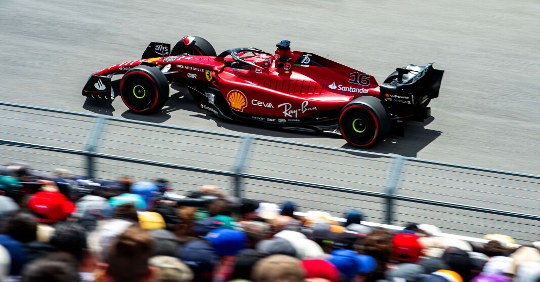 Charles Leclerc under fredagens fritrening. Charles Leclerc under fredagens fritrening.