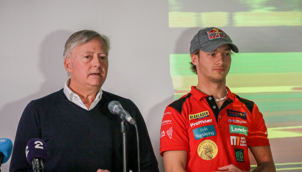 Manager Harald Huysman og Dennis Hauger under fredagens pressekonferanse.