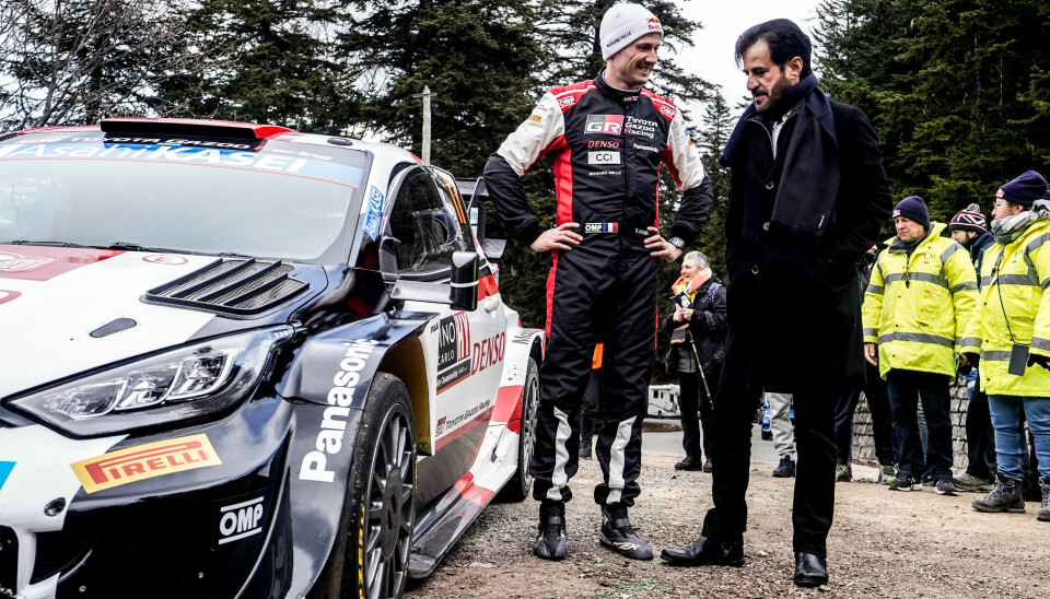 Mohammed Ben Sulayem (t.h.) i prat med Sebastian Ogier under årets utgave av Rally Monte Carlo.