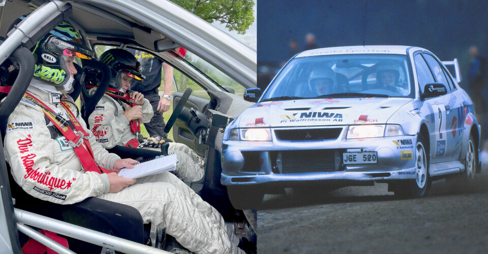 Disse bildene er det nesten 23 år mellom. Til venstre under testen denne uken, til høyre fra Rally Hedmarken i 2000 hvor hun sikret NM-gullet for Gruppe N-biler i rally.