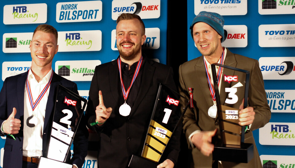 Årets tre beste fra PRO-klassen i Drifting-NM. Fra venstre: Simen Olsen, Tor Arne Kvia og Olav Haugen Hasdal.