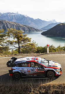 Andreas Mikkelsen (NOR) Eriksen Torstein (NOR) Of HYUNDAI SHELL MOBIS WORLD RALLY TEAM are seen on roadsection during the  World Rally Championship Monte-Carlo in Gap, France on  26.January.2024 // Jaanus Ree / Red Bull Content Pool // SI202401260446 // Usage for editorial use only //