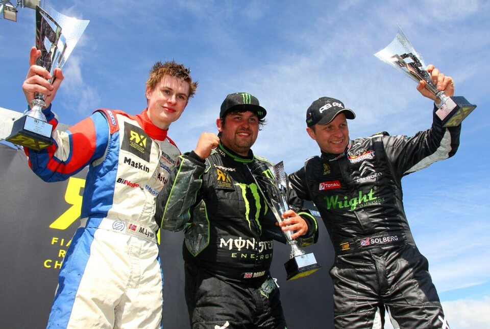 Mats Lysen, Liam Doran og Petter Solberg utgjorde seierspallen i Portugal i 2013. Men på poengtabellen stod ikke navnene i denne rekkefølgen.