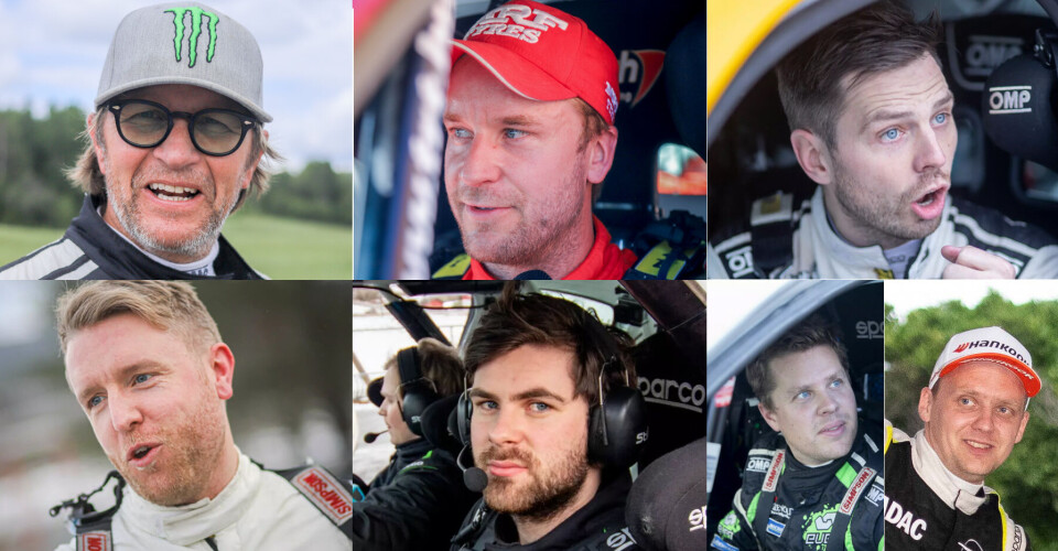Denne buketten av norske rallyutøvere skal herje i de svenske skoger om en drøy uke. Vi snakker altså Petter Solberg, Mads Østberg, Eyvind Brynildsen, Frank Tore Larsen, Herman Lie-Nilsen og kartleserne Stig Rune Skjærmoen og Jørgen Eriksen.