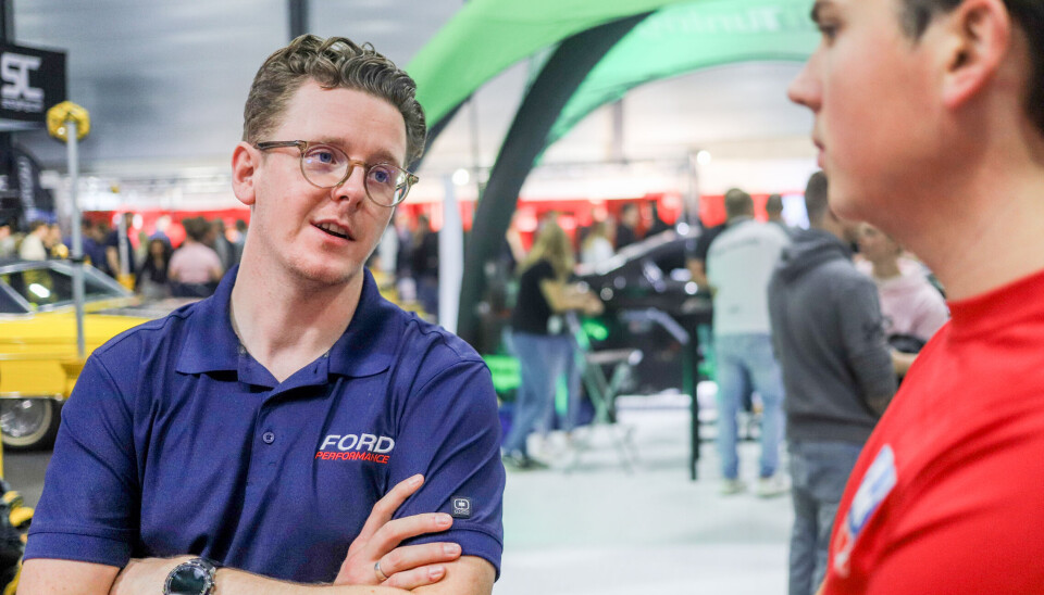 Dennis Olsen, her på Oslo Motor Show i samtale med GT-kollega Magnus Gustavsen.