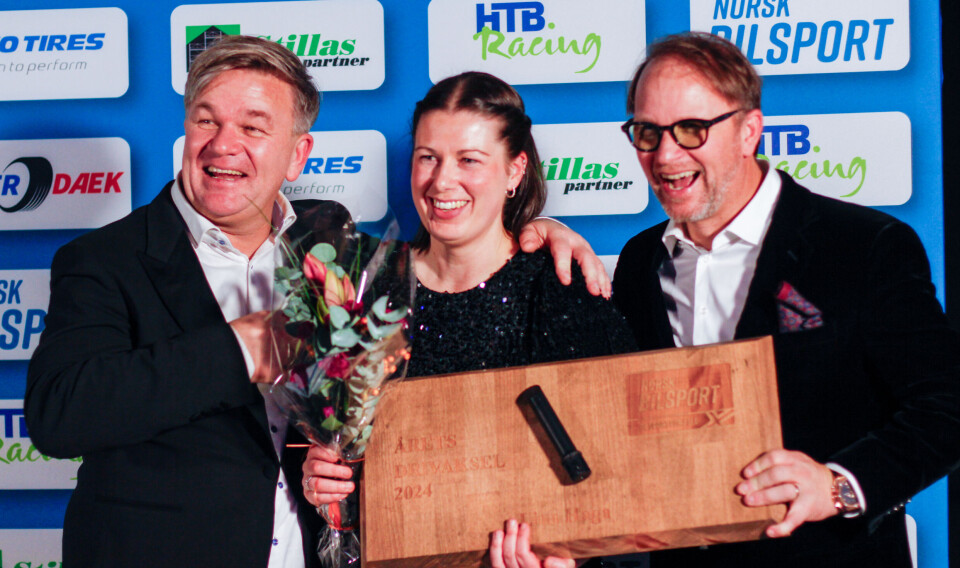 Årets drivaksel Line Haga, her sammen med Henning og Petter Solberg.