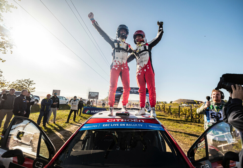 Mads Østberg og Patrik Barth fra seieren i siste EM-runde i 2023.