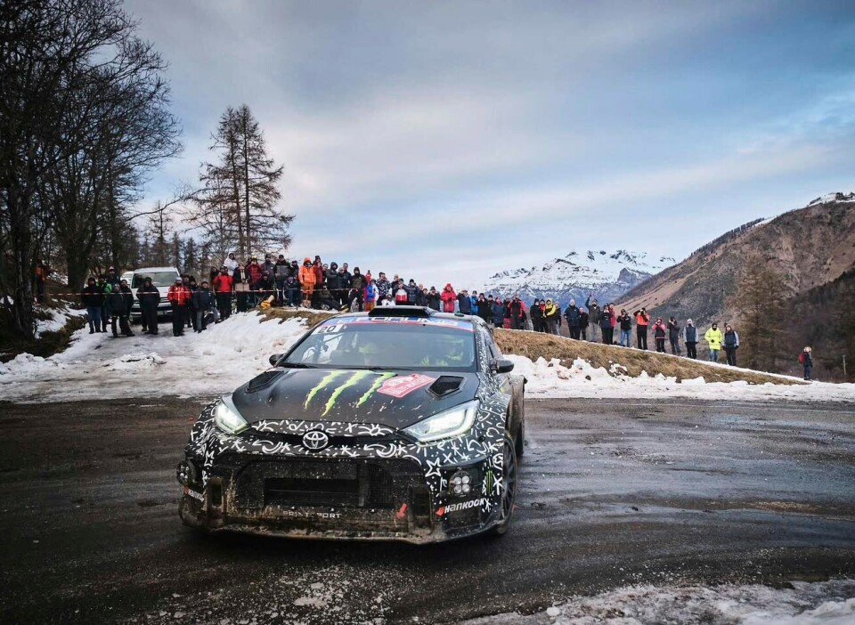 Oliver Solberg i aksjon under Rally Monte-Carlo.
