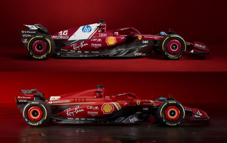 Ferraris SF-25 sammenlignet med fjorårets SF-24.