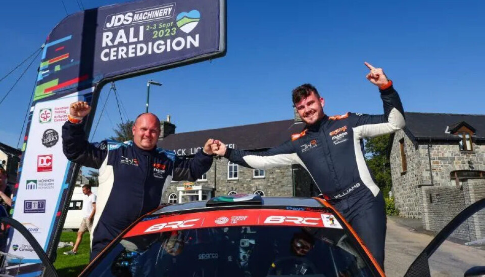 Dai Roberts og James Williams fra Rally Ceredigion i 2023,
