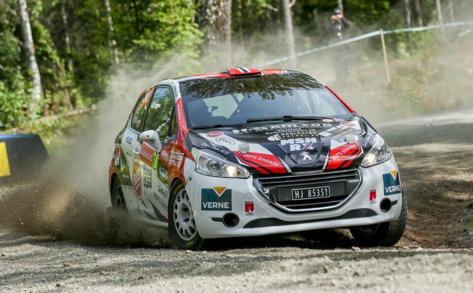 Marius Solberg Hansen i aksjon på shakedown under årets Royal Rally of Scandinavia.