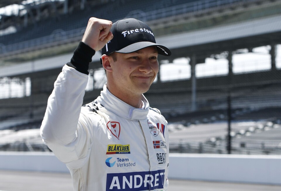 Dennis Hauger vant det andre løpet på Indianapolis Motor Speedway tidligere i år. Neste sesong er drømmen å kjøre der i IndyCar på ovalbanen.