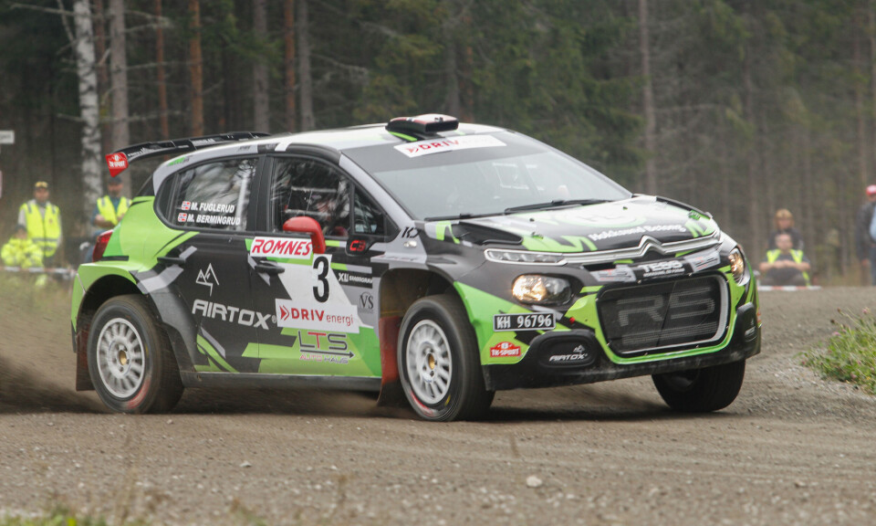 Marius Bermingrud i aksjon i Rally Hedemarken, her på SS6,