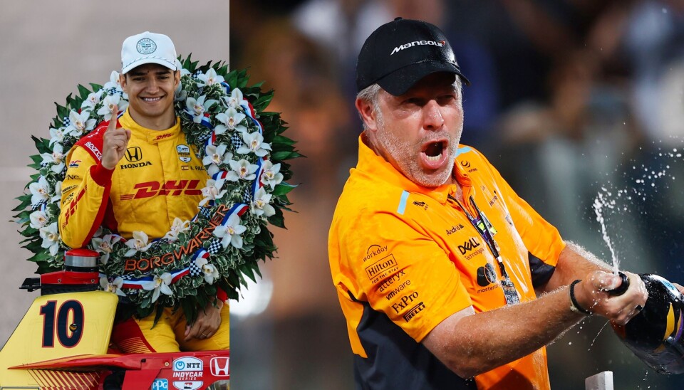 Alex Palou og McLaren-sjef Zak Brown står på hver sin side i retten.