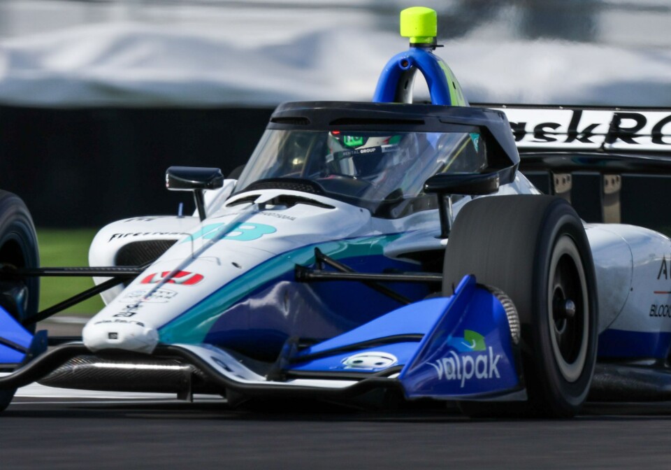 Dennis Hauger fra testen på roadcoursen på Indianapolis-banen.